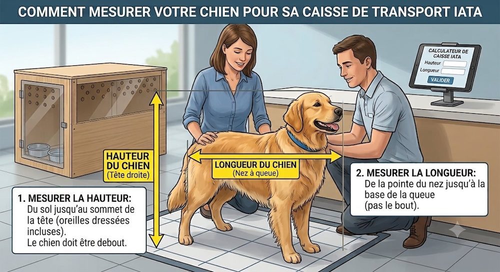 Comment mesurer votre chien pour sa caisse de transport IATA